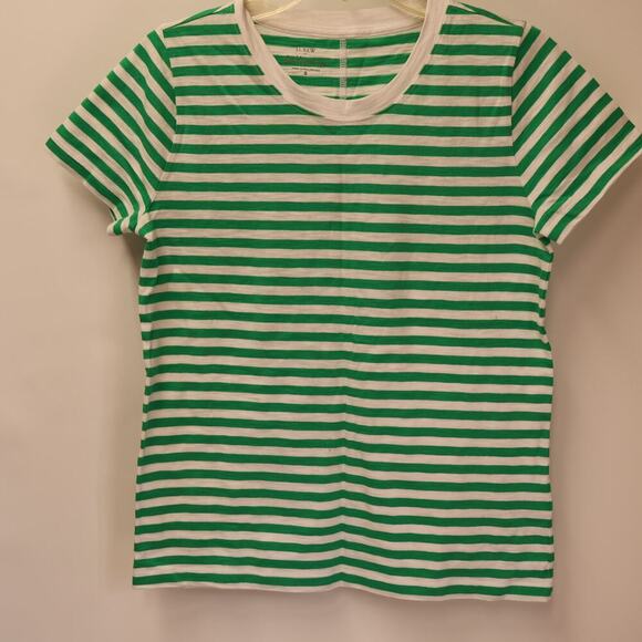 J. Crew AT466 Style Breton Girlfriend rewneck Tee Size Small Green White - Picture 2 of 9